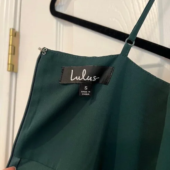 Lulus Dark Green Reinette Midi High Low Wrap Dress size Small Wedding Guest - Picture 10 of 10